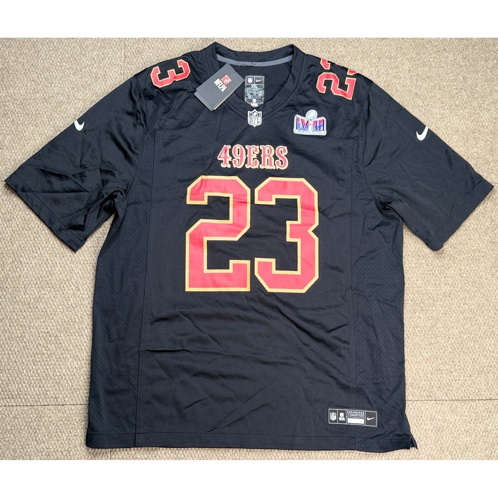 Nike NFL Super Bowl LVIII San Franciso 49ers #23 Christian McCaffrey Jersey XXL